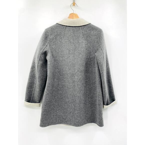Theory M Sileena Cashmere Wool Gray Reversible Coat - Picture 2 of 6